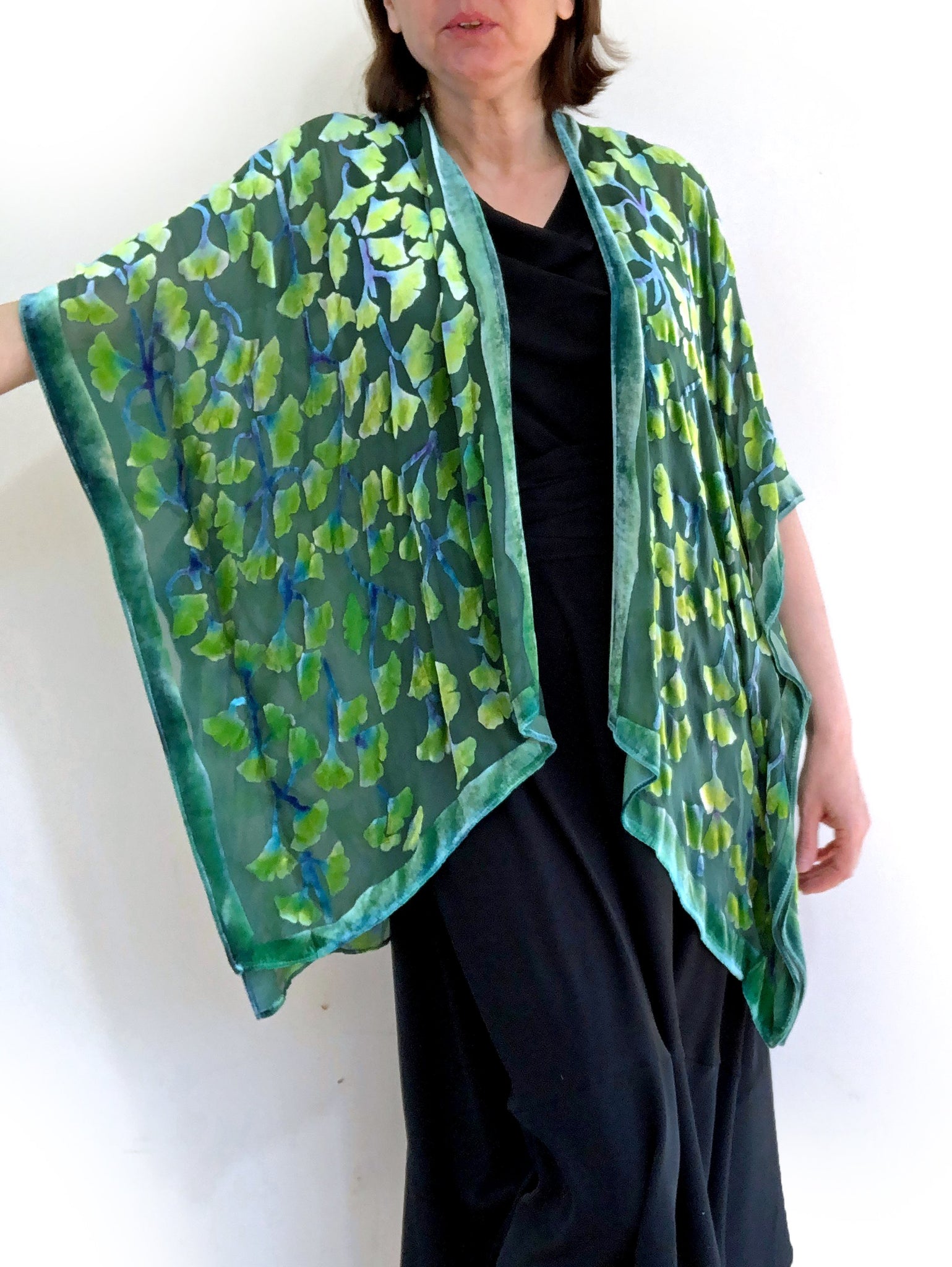 Gingko Leaf Kimono Jacket in Green ...